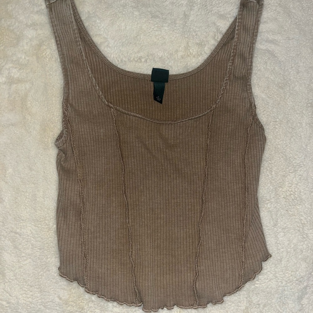 Ribbed Brown Tank Top